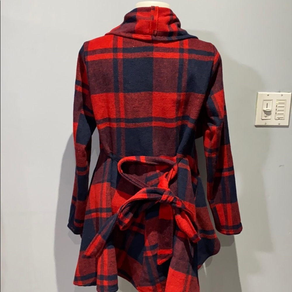 Gorgeous Red and Navy Plaid coat - Picture 5 of 5
